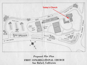 The grand plan for a mega-church on Pilgrim Hill. Our present day church was supposed to be the wedding chapel.